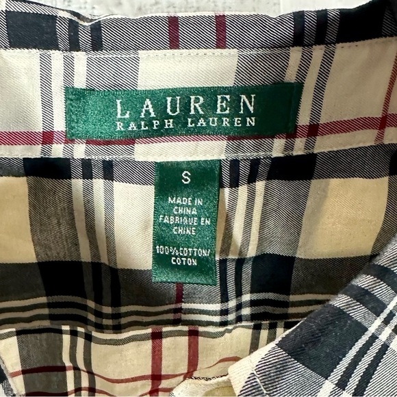 Lauren ralph lauren plaid ruffle front button down shirt size S - Picture 4 of 8
